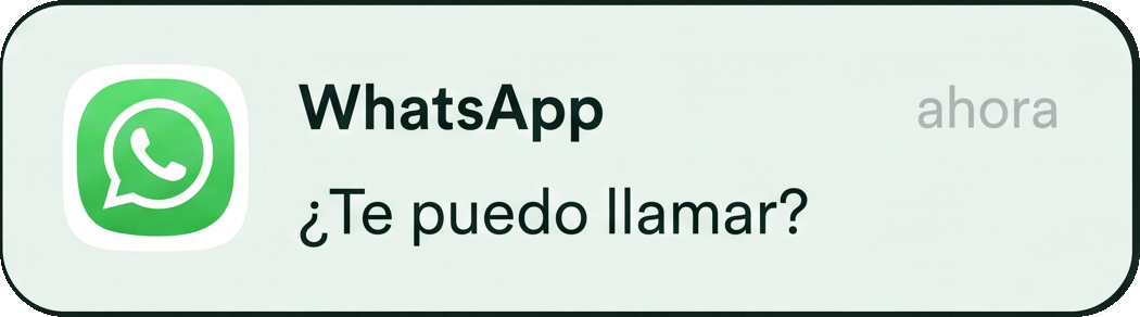 Notificación de WhatsApp: ¿Te puedo llamar?